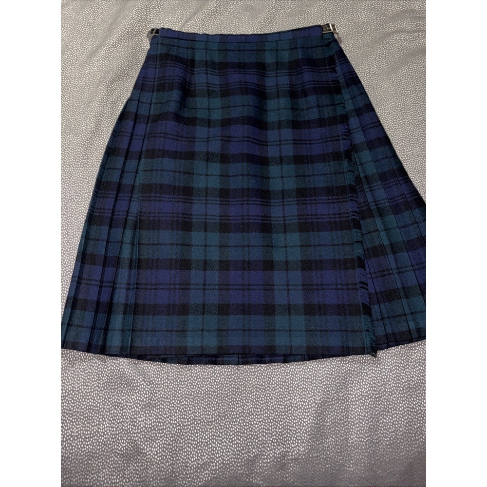 Vintage O'Neil Of Dublin Ireland Irish Plaid Wool Kilt Skirt Side Buckles 32"